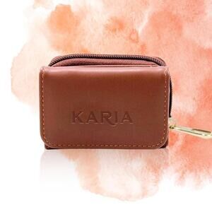 NEW KARIA Women Small Trifold Wallet Brown Great for to Gift Brand High Quality